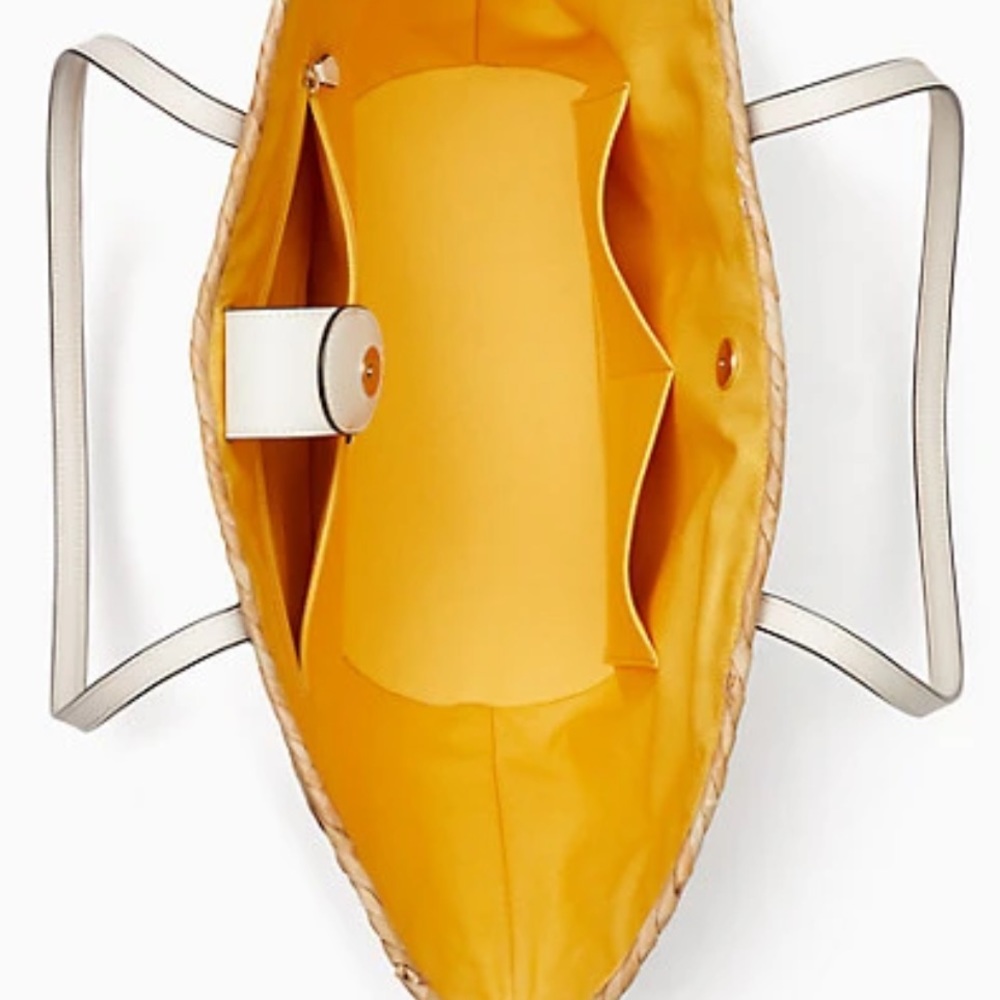 Kate Spade Honey Bee Straw Shoulder Tote Bag, NEW 2022, $459 yellow brown white - Picture 4 of 9